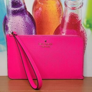 25-39 KATE SPADE MEDIUM ZIP WRISTLET IN WILD PINK NWT